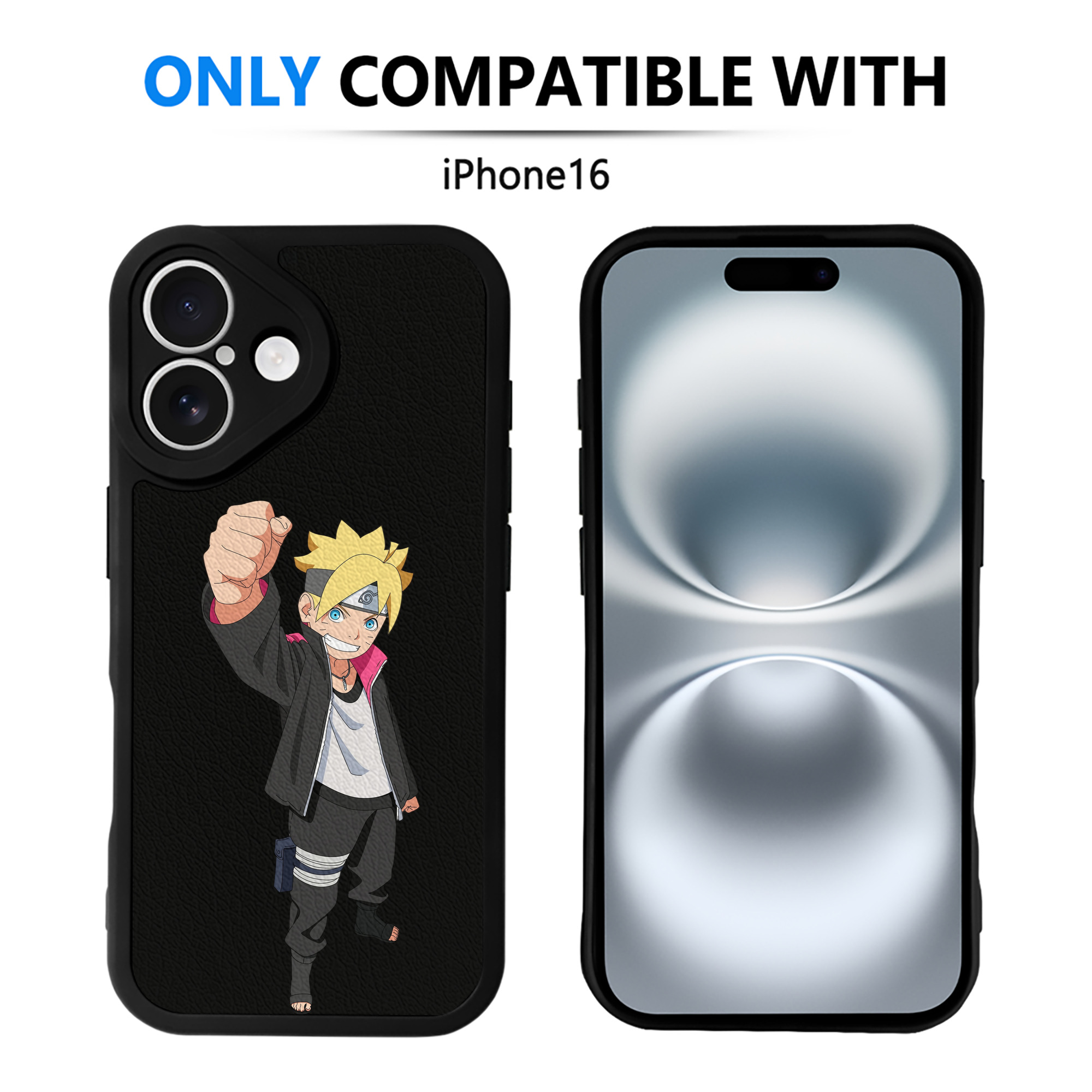 （画像用） NARUTO -ナルト- うずまき ボルト Uzumaki Boruto 【iPhone 16シリーズ対応】シリコンスマホケース（レザー調） 材質：シリコン